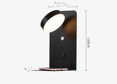 Simple Modern Creative Bedside Bedroom Wall Lamp Desk Hotel Wall Led Lamp Usb Mobile Phone Charging Night Light